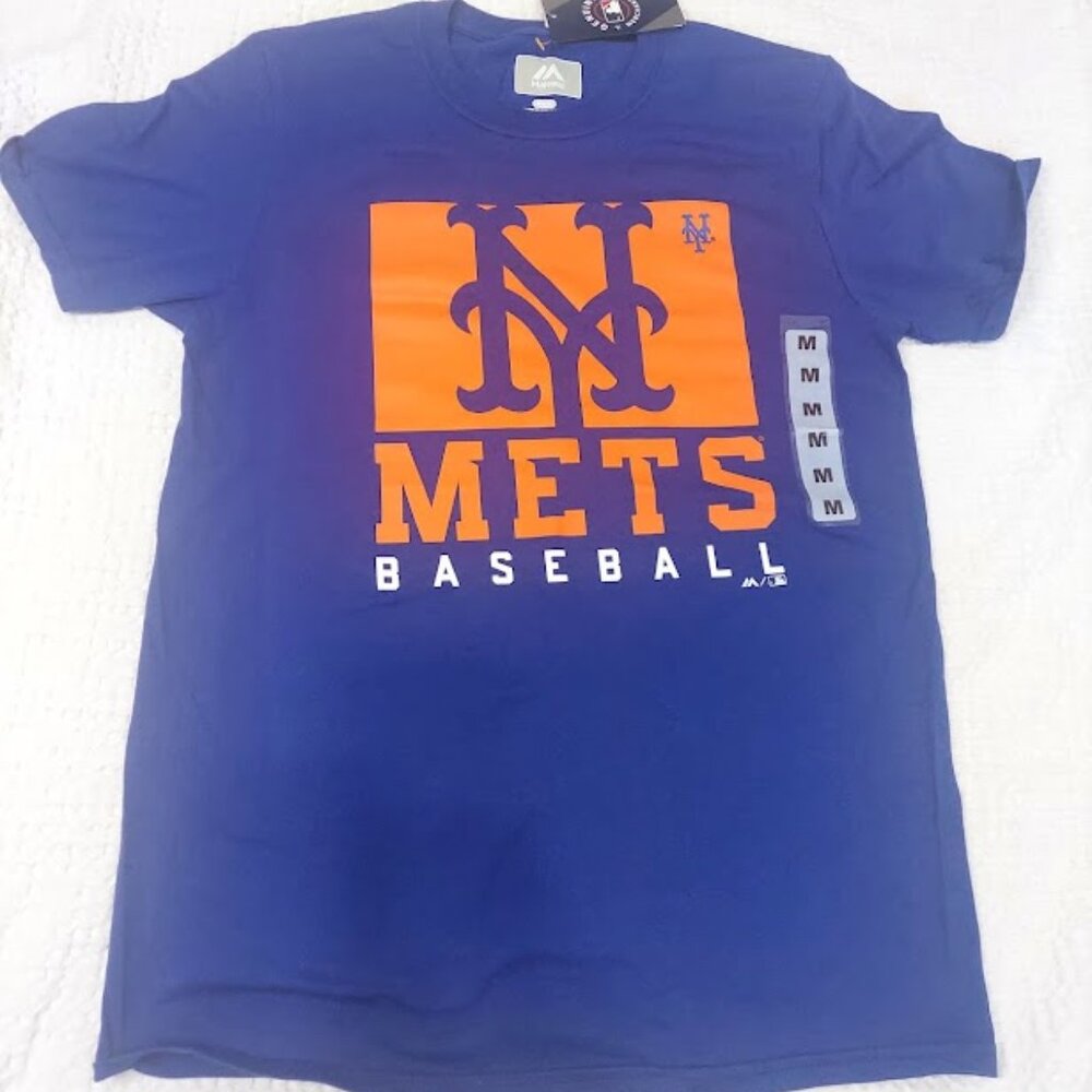 New York Met's T Shirt Men's Medium Blue Cotton‎ New 100% Cotton
